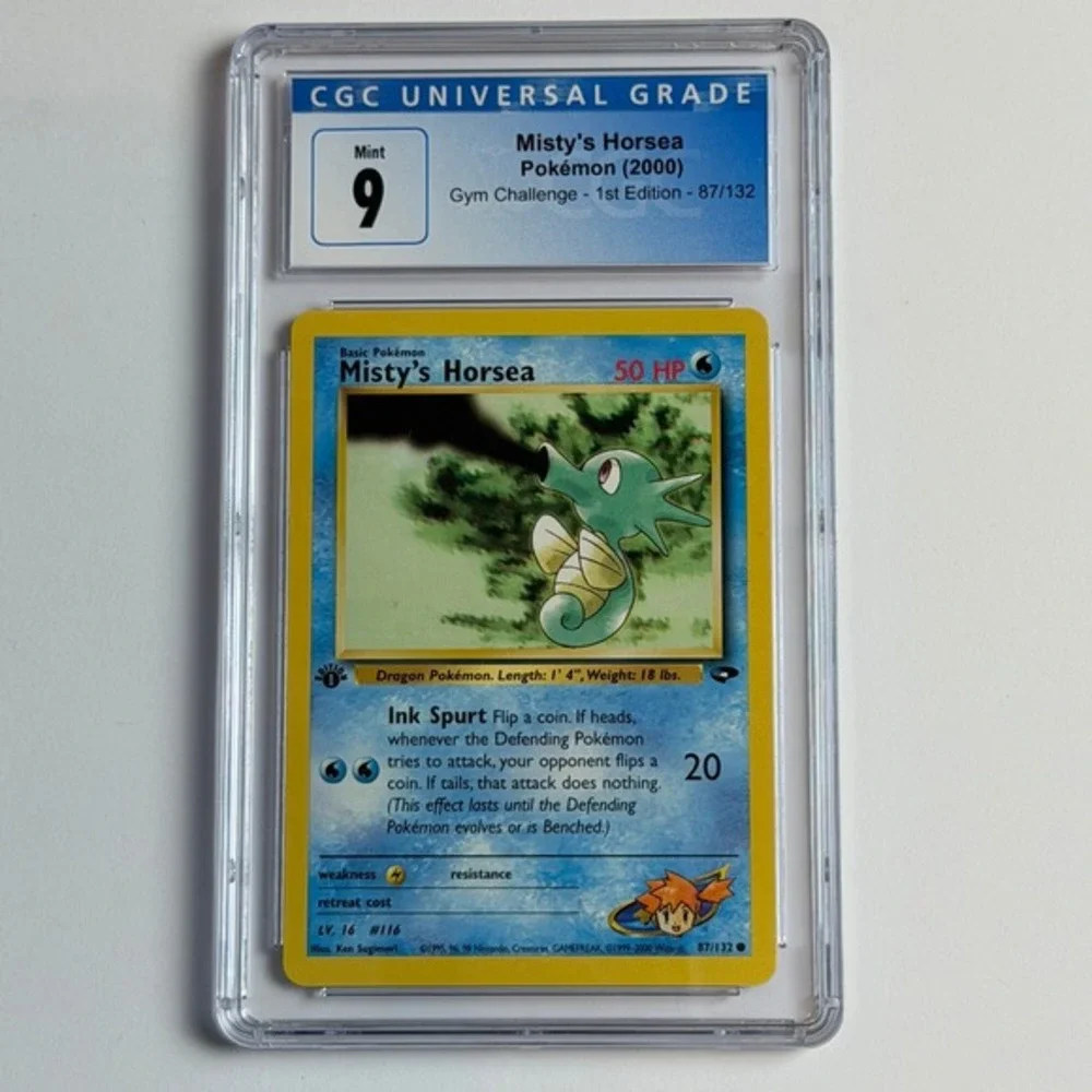 Misty's Horsea 1st Edition 87/132 CGC 9 Mint TCG Pokemon 2000 Gym Challenge WotC
